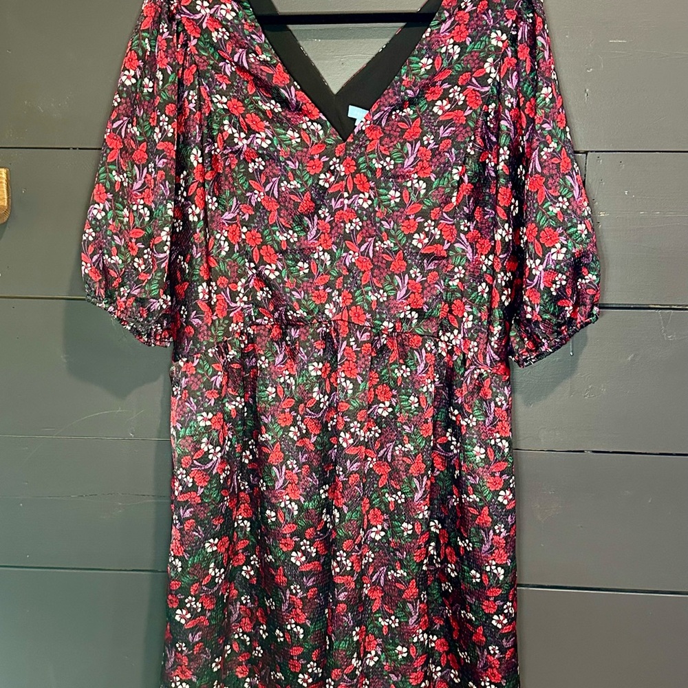 Draper James Red and Black Floral Mini Dress